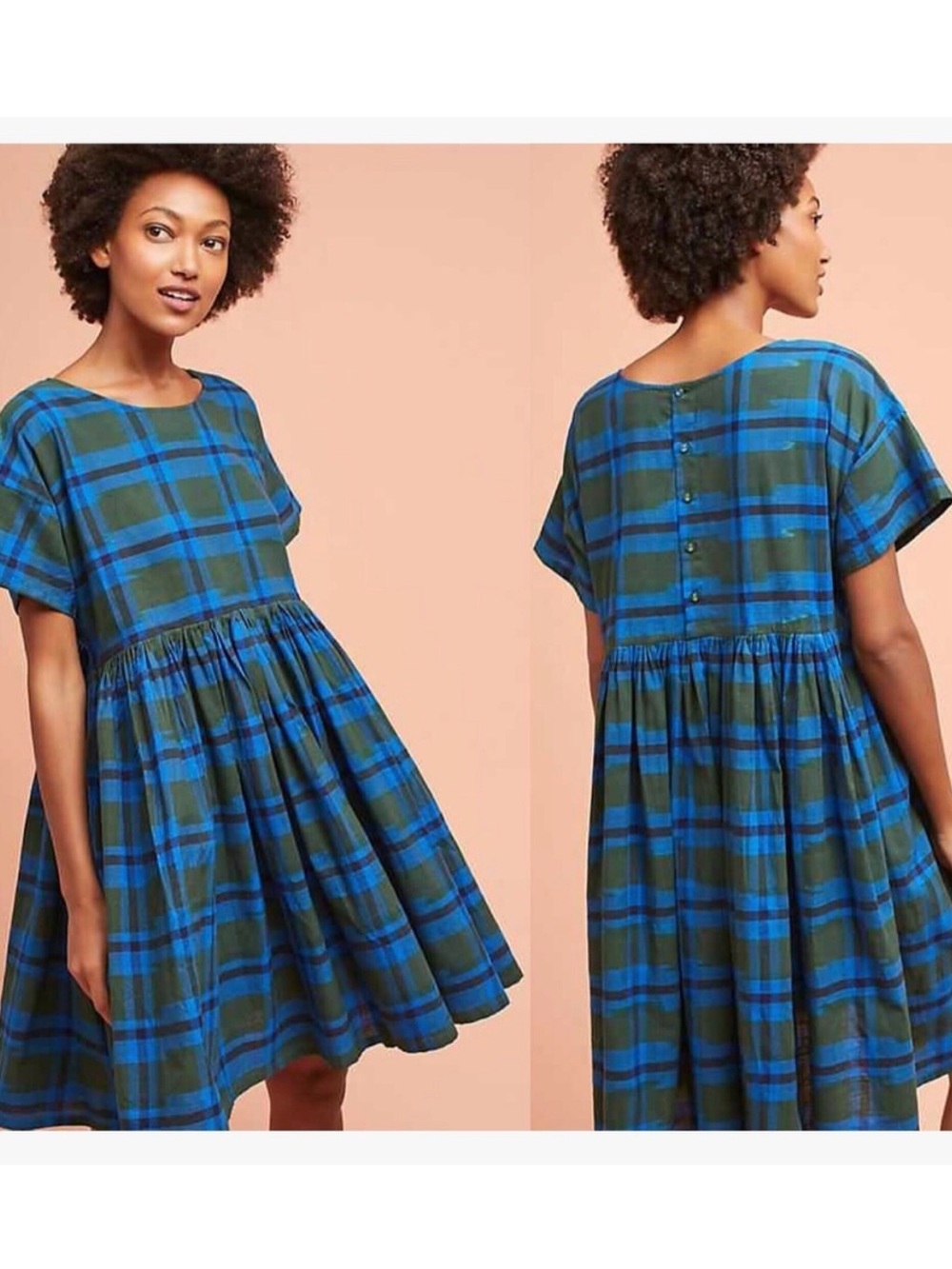 Anthropologie Nonblack Norwhite Dover Plaid Swing Dress OS